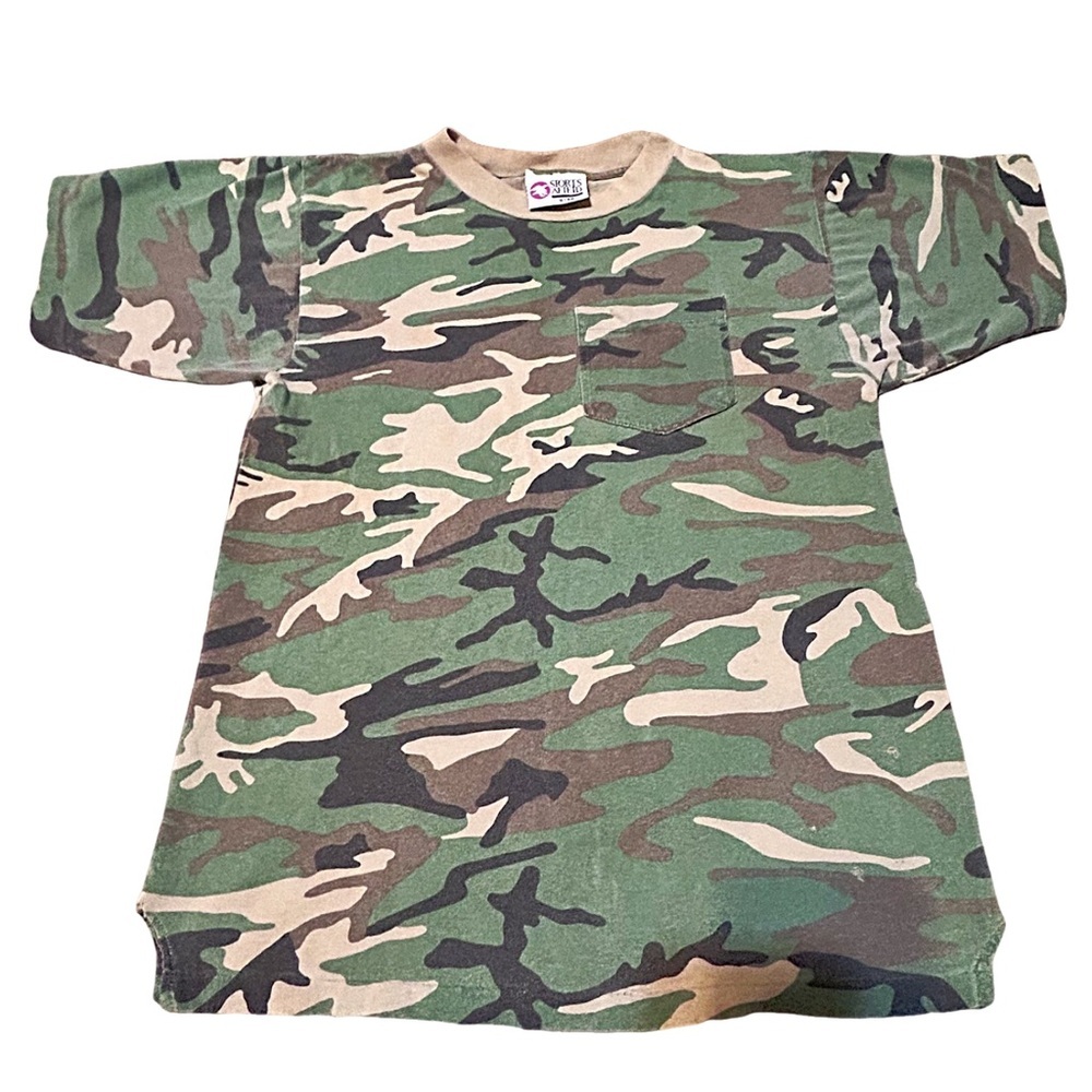 Vintage Sports Afield Camo T Shirt USA Made Distressed 90s Small